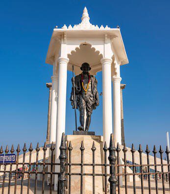 Gandhi Statue in Rock Beach - Seagull Cruise Boating Pondicherry